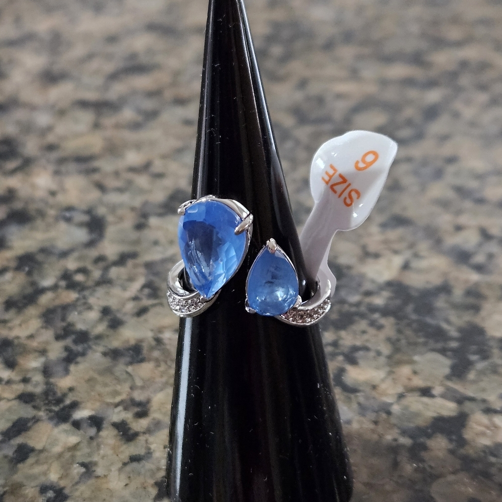 Bomb Party RG44549 "Warm Wishes" Ocean Blue Quartz Sz 6